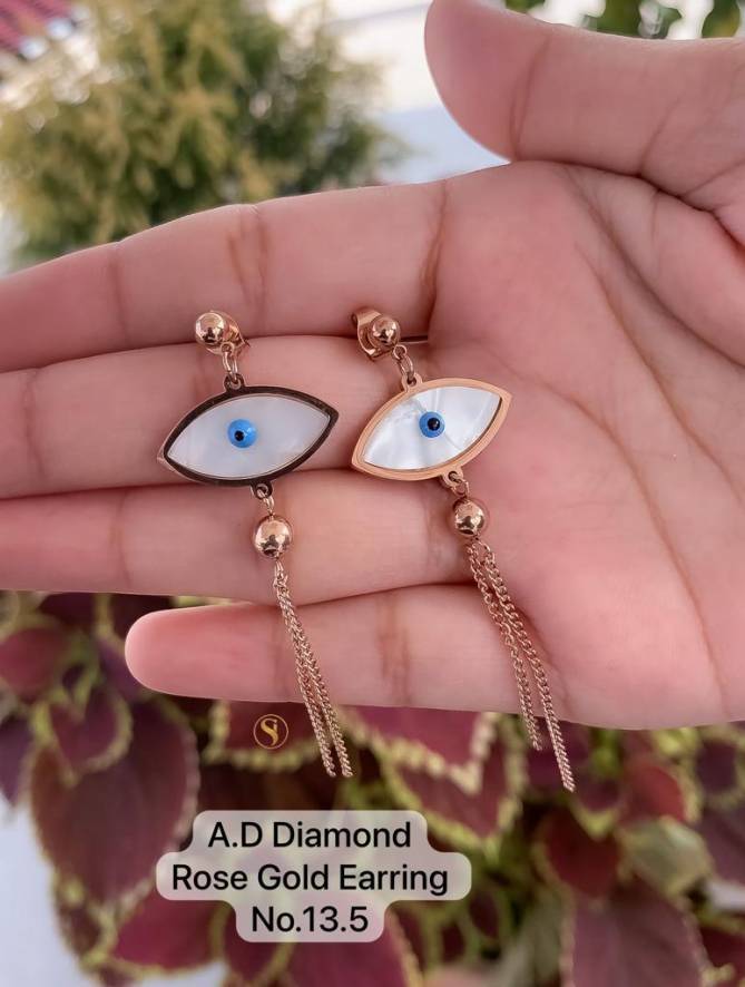 AD Designer Diamond Rose Gold Earrings 2 WHolesale Online
